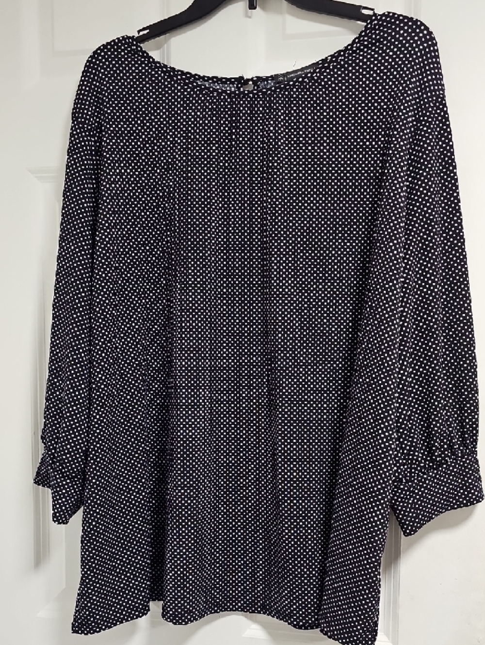 Adrianna Papell Black Polka Dot Peasant Blouse - Picture 6 of 7